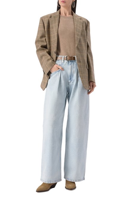 Женские джинсы ISABEL MARANT ETOILE голубого цвета, арт. 25PPA0501FB/C1H01E | Фото 2 (Драгоценные камни: Проставлено; Материал внешний: Хлопок; Длина (брюки, джинсы): Стандартные; Материал сплава: Проставлено)