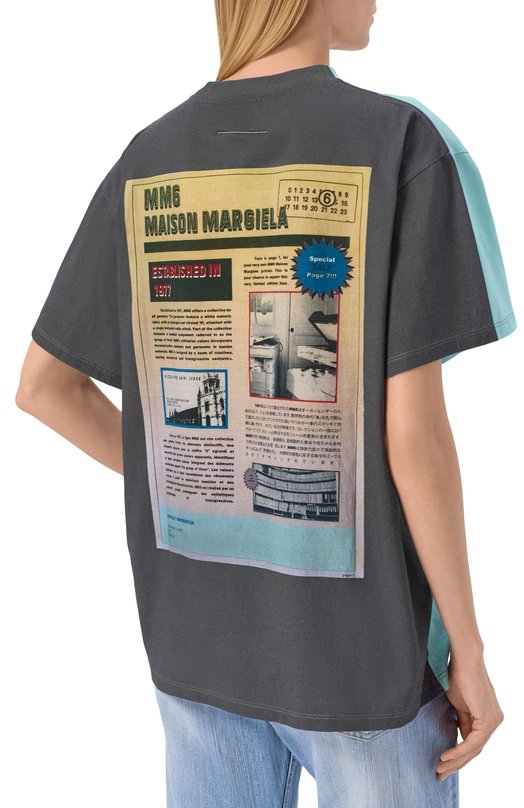 Хлопковая футболка MM6 SH0GC0065/M20181 Голубой  SH0GC0065/M20181 Фото 4