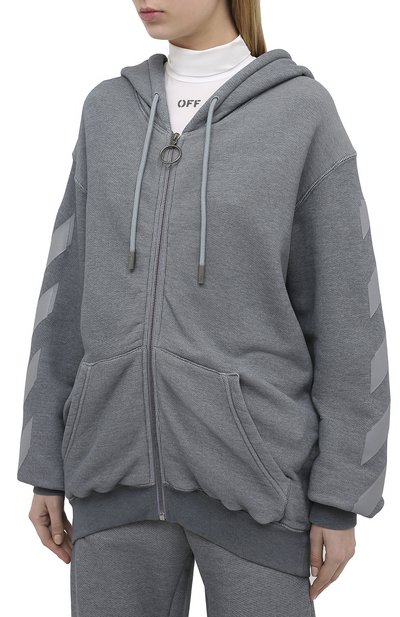 Хлопковая толстовка OFF-WHITE серого цвета по цене 69950 руб., арт. 0WBE005E20JER0010808, фото 3 Хлопковая толстовка OFF-WHITE, арт. 0WBE005E20JER0010808, фото 3