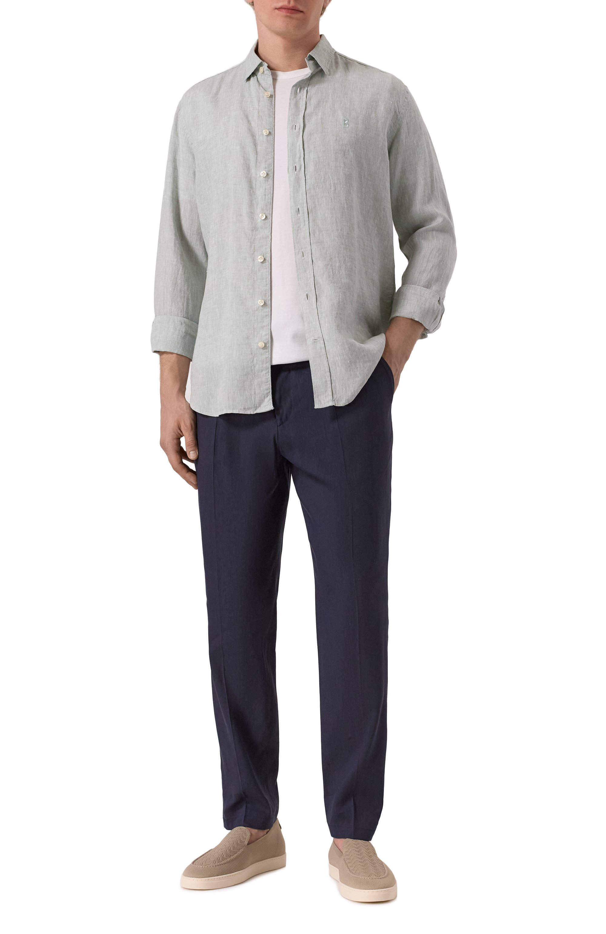 Льняная рубашка BOGNER светло-зеленого цвета по цене 24900 руб., арт. 58842973, фото 2 Льняная рубашка BOGNER, арт. 58842973, фото 2