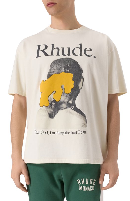 Хлопковая футболка Rhude RHSS25TT08012 Кремовый  RHSS25TT08012 Фото 3