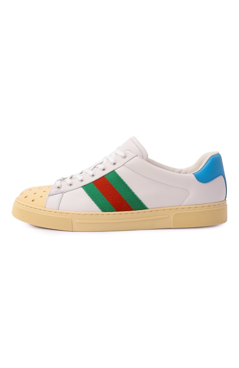Мужские кожаные кеды ace GUCCI белого цвета, арт. 795784/AADQS | Фото 4 (Подошва: Массивная; Материал внешний: Натуральная кожа; Материал внутренний: Натуральная кожа; Кросс-КТ: Низкие; Материал утеплителя: Без утеплителя; Стили: Классический)