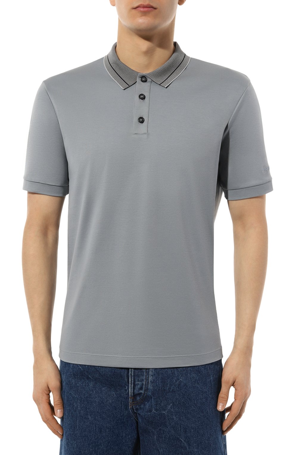 Хлопковое поло GIORGIO ARMANI серого цвета по цене 52750 руб., арт. 3DSF52/SJFBZ, фото 3 Хлопковое поло GIORGIO ARMANI, арт. 3DSF52/SJFBZ, фото 3