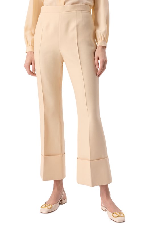 Брюки из шерсти и шелка Valentino 6B3RB6451CF Кремовый  6B3RB6451CF Фото 3