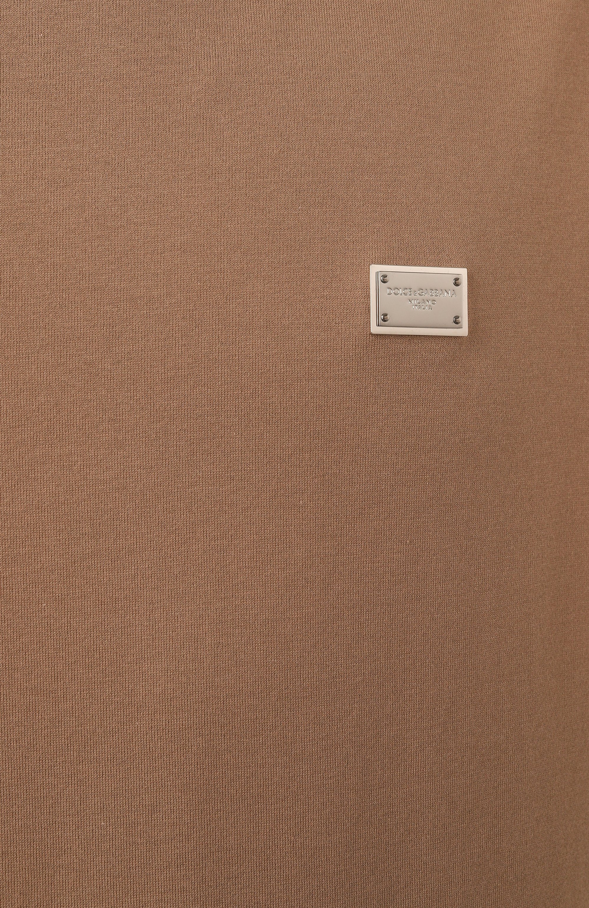 Хлопковая футболка DOLCE & GABBANA коричневого цвета по цене 61550 руб., арт. G8RN8T/G7N7A, фото 6 Хлопковая футболка DOLCE & GABBANA, арт. G8RN8T/G7N7A, фото 6