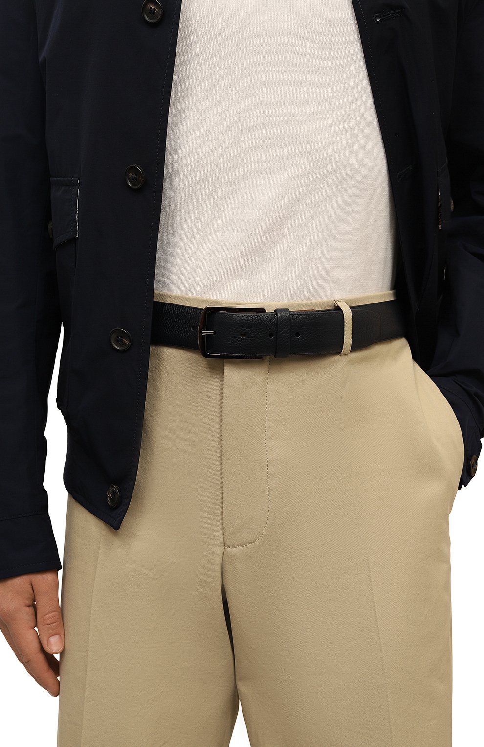 Кожаный ремень ZILLI темно-синего цвета по цене 99500 руб., арт. B01235M1990VRUT00, фото 2 Кожаный ремень ZILLI, арт. B01235M1990VRUT00, фото 2