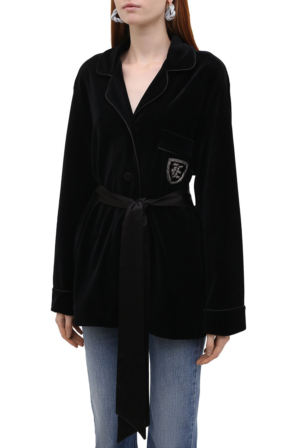Хлопковый жакет ERMANNO SCERVINO черного цвета по цене 103000 руб., арт. D394I600IGS, фото 3 Хлопковый жакет ERMANNO SCERVINO, арт. D394I600IGS, фото 3