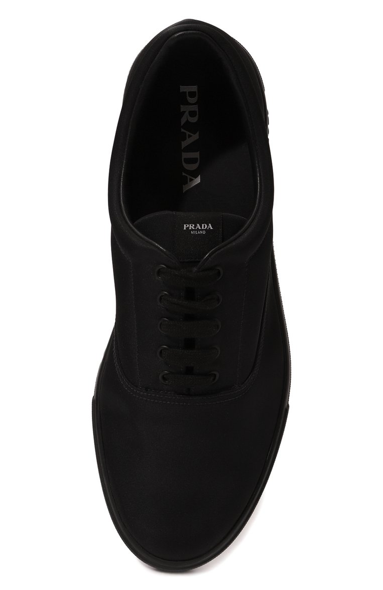 Мужские кеды PRADA черного цвета, арт. 2EG326-W08-F0002 | Фото 6 (Стили: Классический; Подошва: Плоская; Материал внешний: Текстиль; Материал утеплителя: Без утеплителя; Материал сплава: Проставлено; Драгоценные камни: Проставлено; Кросс-КТ: Низкие)