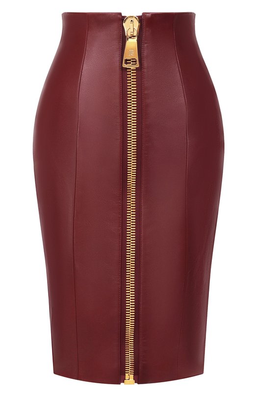 Кожаная юбка Balmain FF0LC266/LD63 Бордовый FF0LC266/LD63