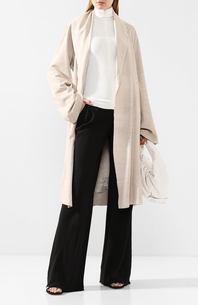 Кожаное пальто RICK OWENS светло-серого цвета по цене 199500 руб., арт. RP20S1929/LBR, фото 2 Кожаное пальто RICK OWENS, арт. RP20S1929/LBR, фото 2