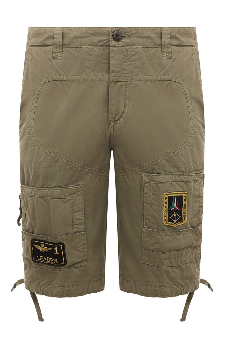 Мужские хлопковые шорты AERONAUTICA MILITARE хаки цвета, арт. 241/BE041CT1122 | Фото 1 (Длина Шорты М: До колена; Материал внешний: Хлопок; Стили: Милитари; Силуэт М (брюки): Карго; Принт: Без принта; Случай: Повседневный; Автоматизация ТО: Проставлено; Автоматизация состава: Проставлено; Детали: Декор)
