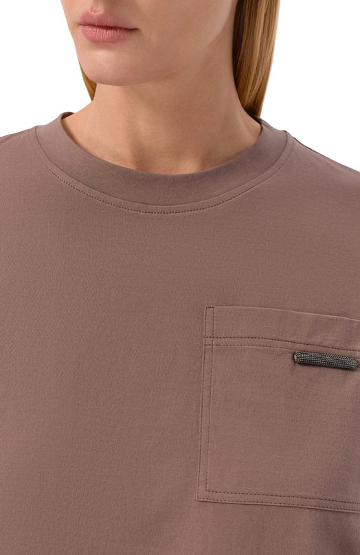 Хлопковая футболка Brunello Cucinelli M0T81EC710 Коричневый  M0T81EC710 Фото 5