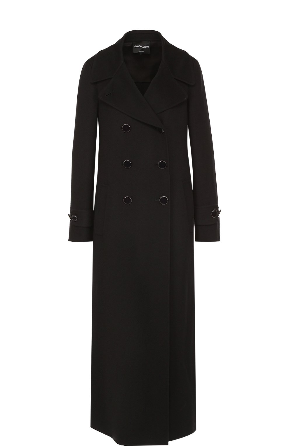 Удлиненное двубортное пальто GIORGIO ARMANI черного цвета по цене 391000 руб., арт. ZAL06T/ZA116, фото 1 Удлиненное двубортное пальто GIORGIO ARMANI, арт. ZAL06T/ZA116, фото 1