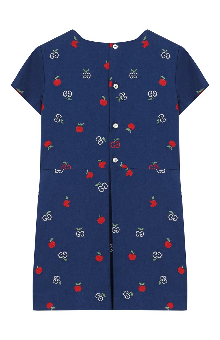 Женский хлопковое платье GUCCI синего цвета, арт. 604090/XWAH3 | Фото 2 (Материал подклада: Хлопок; Материал внешний: Хлопок; Нос: Не проставлено; Ростовка одежда: 18 мес | 86 см, 24 мес | 92 см, 36 мес | 98 см)