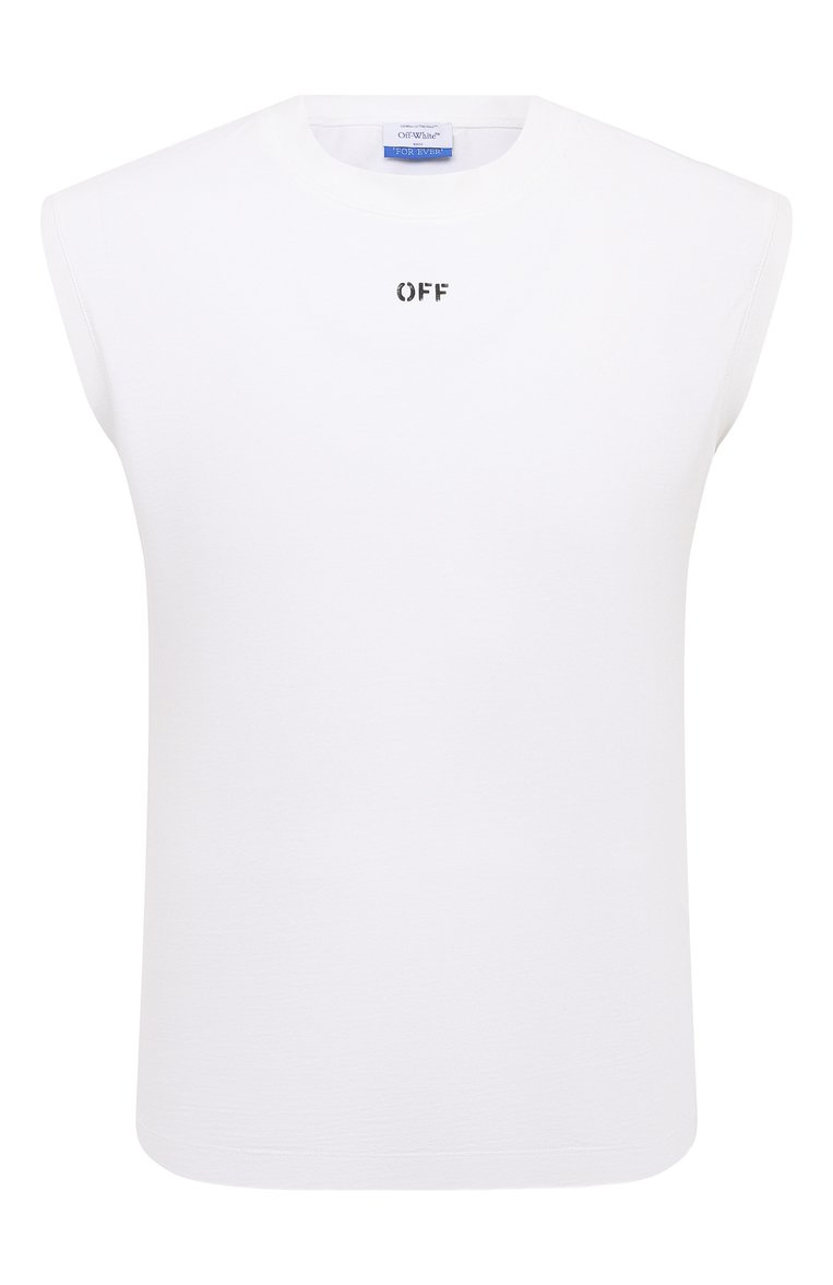 Мужская хлопковая майка OFF-WHITE белого цвета, арт. 0MAC027C99JER001 | Фото 1 (Длина (для топов): Стандартные; Материал внешний: Хлопок; Стили: Гранж; Принт: Без принта; Рукава: Без рукавов; Кросс-КТ: Джерси; Мужское Кросс-КТ: Футболка-одежда; Автоматизация ТО: Проставлено; Детали: Декор, Без декора; Автоматизация состава: Проставлено)