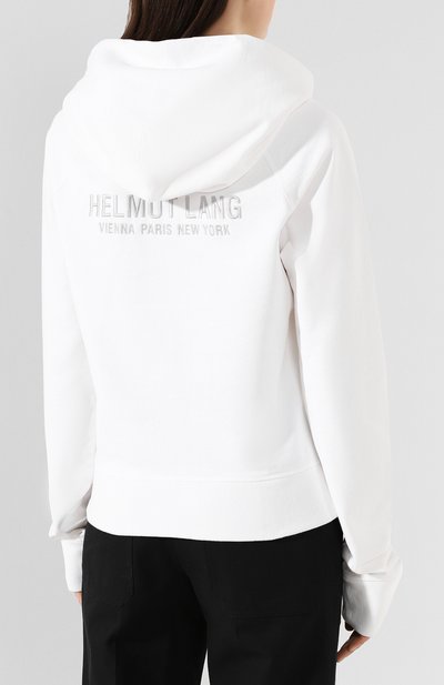 Хлопковое худи HELMUT LANG белого цвета по цене 30800 руб., арт. J09DW507, фото 4 Хлопковое худи HELMUT LANG, арт. J09DW507, фото 4