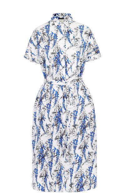 Приталенное платье-рубашка с поясом и ярким принтом KITON, арт. D41320/8N81, фото 1