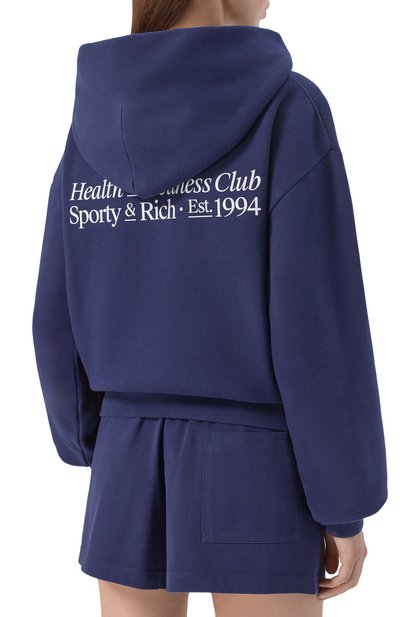 Хлопковое худи SPORTY AND RICH темно-синего цвета по цене 33600 руб., арт. ST095710087BL106, фото 4 Хлопковое худи SPORTY AND RICH, арт. ST095710087BL106, фото 4