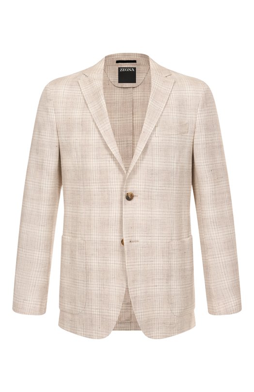 Пиджак изо льна и хлопка Zegna 1D7SG0/976704A9 Бежевый 1D7SG0/976704A9