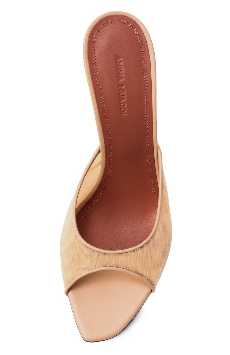 Женские текстильные мюли alexa 95 AMINA MUADDI бежевого цвета, арт. ALEXA MESH SLIPPER/MESH | Фото 6 (Материал внешний: Натуральная кожа, Текстиль; Подошва: Плоская; Автоматизация состава: Проставлено; Автоматизация ТО: Проставлено; Каблук высота: Высокий; Материал внутренний: Натуральная кожа; Каблук тип: Шпилька)