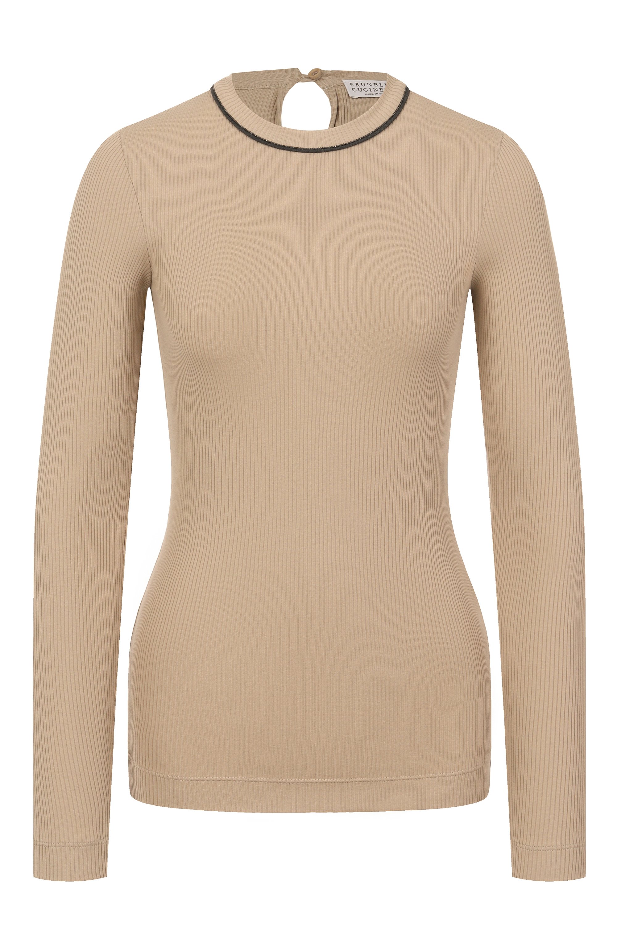 Хлопковый лонгслив BRUNELLO CUCINELLI бежевого цвета по цене 99900 руб., арт. MG902FP300, фото 1 Хлопковый лонгслив BRUNELLO CUCINELLI, арт. MG902FP300, фото 1