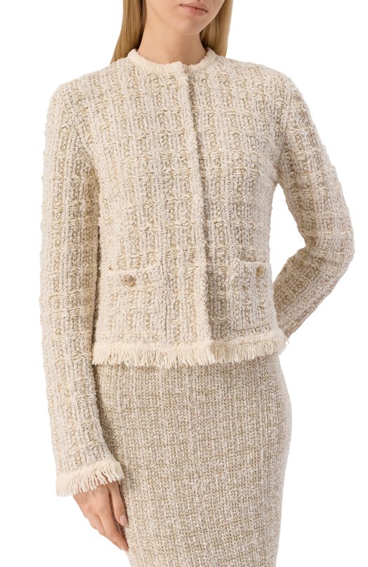 Жакет из хлопка и вискозы Twinset 251TP3571 Бежевый  251TP3571 Фото 3