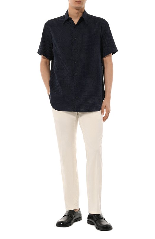 Рубашка из хлопка и шелка Giorgio Armani 4SGCC099/T04S7 Синий  4SGCC099/T04S7 Фото 2