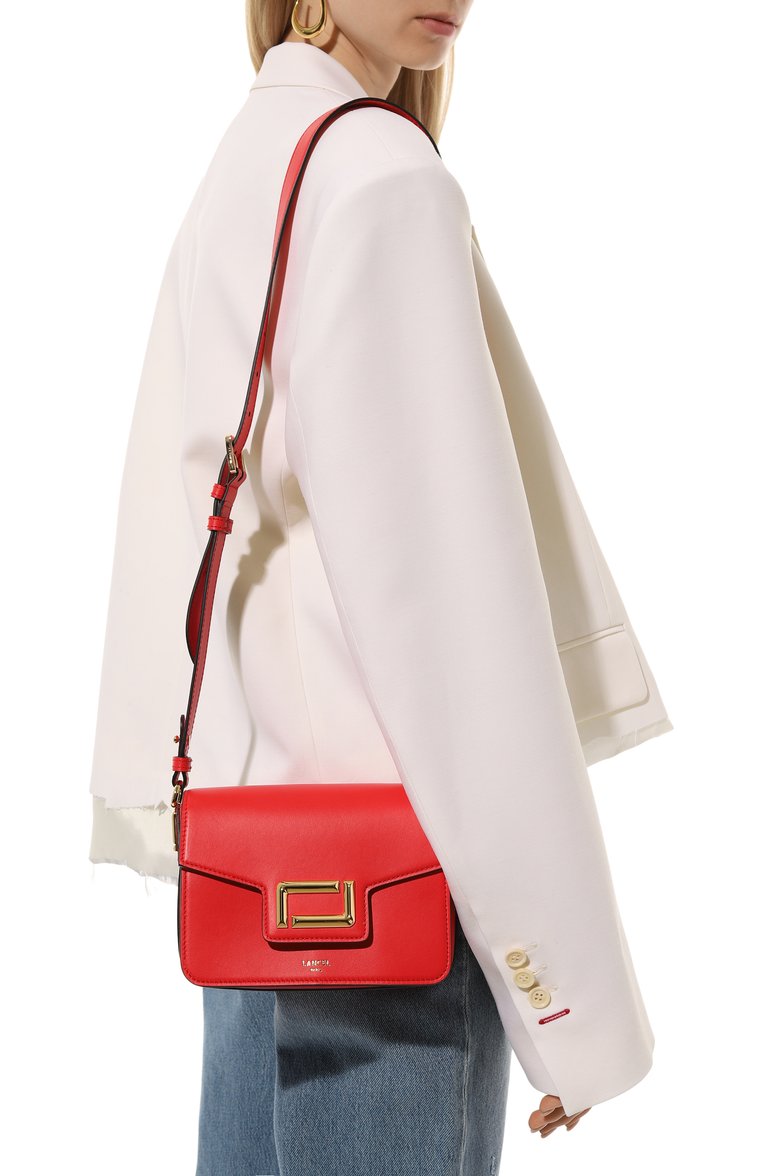 Женская сумка angele small LANCEL красного цвета, арт. A13147 | Фото 2 (Материал: Натуральная кожа; Размер: small; Ремень/цепочка: На ремешке; Материал сплава: Проставлено; Драгоценные камни: Проставлено)