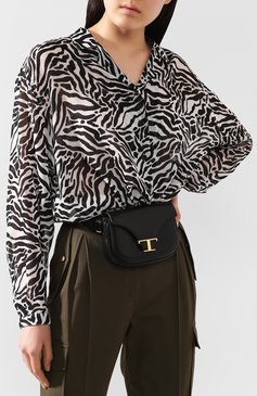 Женская поясная сумка t singola TOD’S черного цвета, арт. XAWTSIM0100R0R | Фото 2 (Материал: Натуральная кожа; Размер: mini; Стили: Классический; Драгоценные камни: Проставлено; Материал сплава: Проставлено)