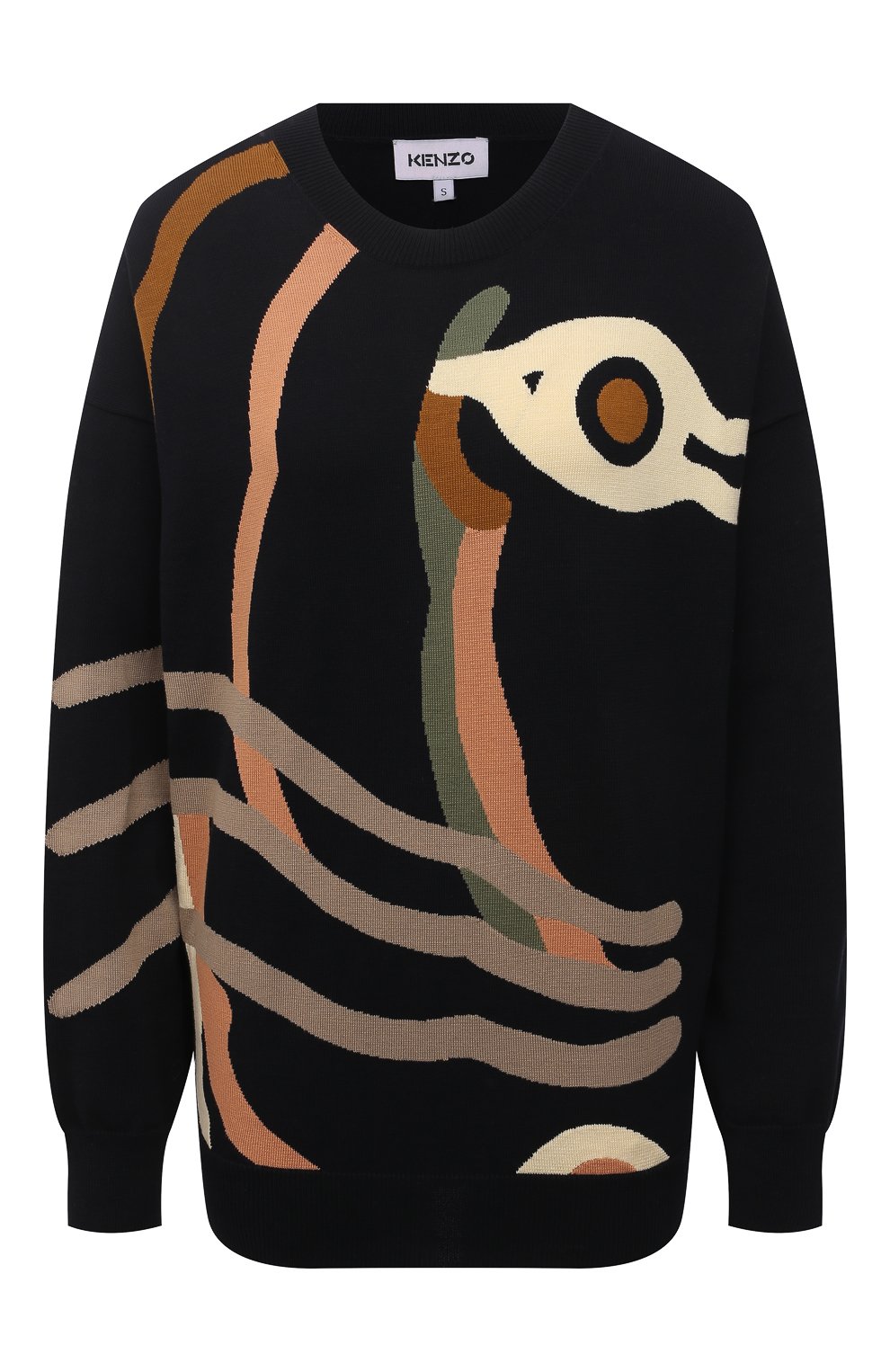 Хлопковый пуловер kenzo x wwf KENZO черного цвета по цене 29750 руб., арт. FB52PU5853SE, фото 1 Хлопковый пуловер kenzo x wwf KENZO, арт. FB52PU5853SE, фото 1