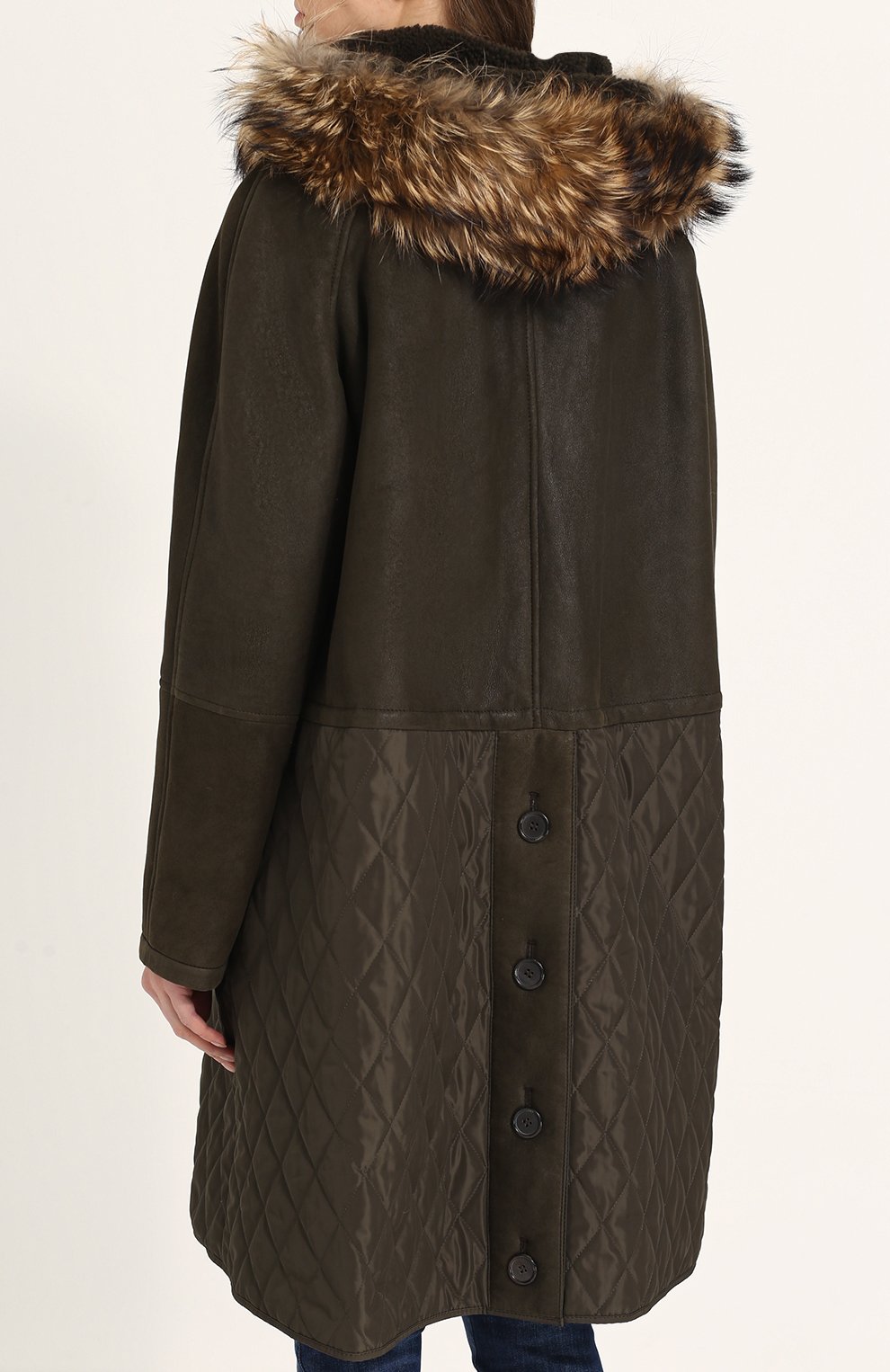 Дубленка прямого кроя с меховой отделкой капюшона YS ARMY PARIS, арт. 8WFM02697N44X, фото 4