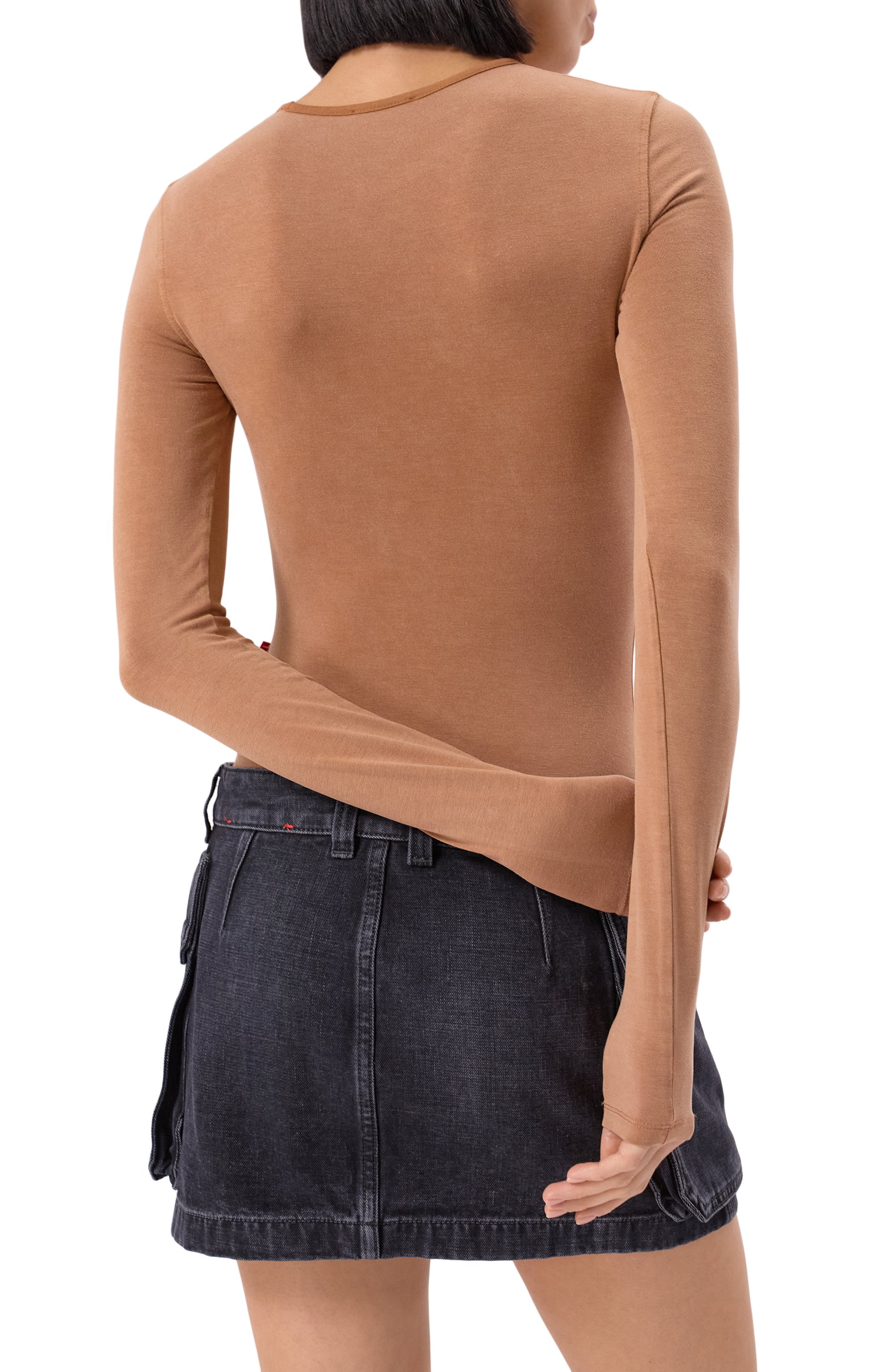 Боди из вискозы DIESEL темно-бежевого цвета по цене 35150 руб., арт. A17608/0QMAT, фото 4 Боди из вискозы DIESEL, арт. A17608/0QMAT, фото 4