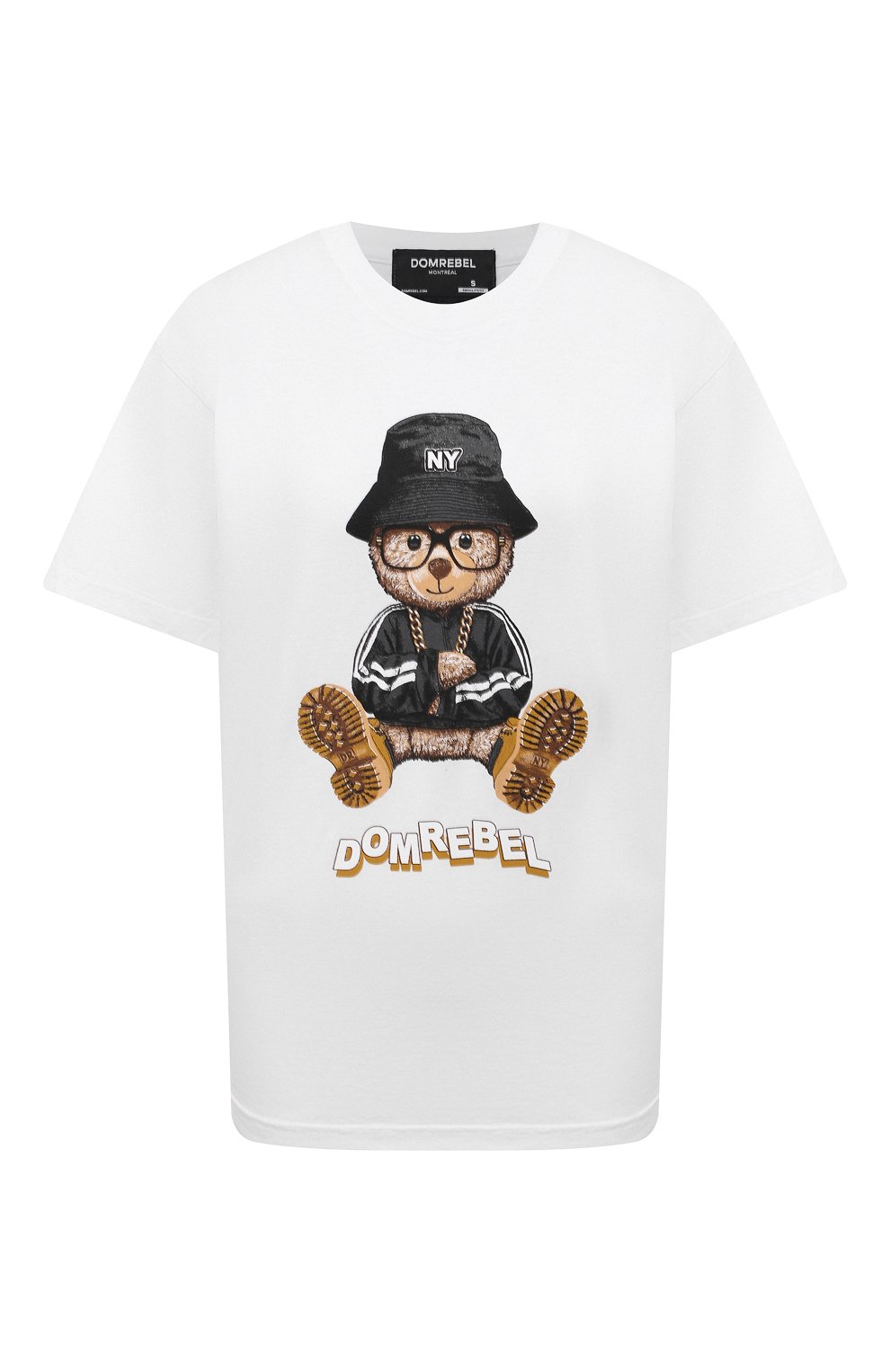 Хлопковая футболка DOMREBEL белого цвета по цене 17500 руб., арт. NY BEAR/B0X T/W, фото 1 Хлопковая футболка DOMREBEL, арт. NY BEAR/B0X T/W, фото 1