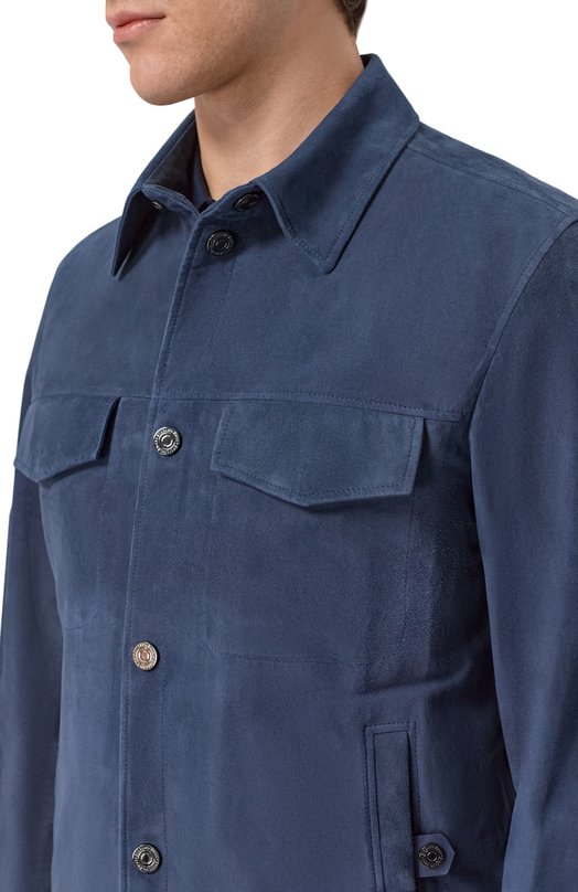 Замшевый бомбер Stefano Ricci M7J6100400/SUEJI3 Синий  M7J6100400/SUEJI3 Фото 5