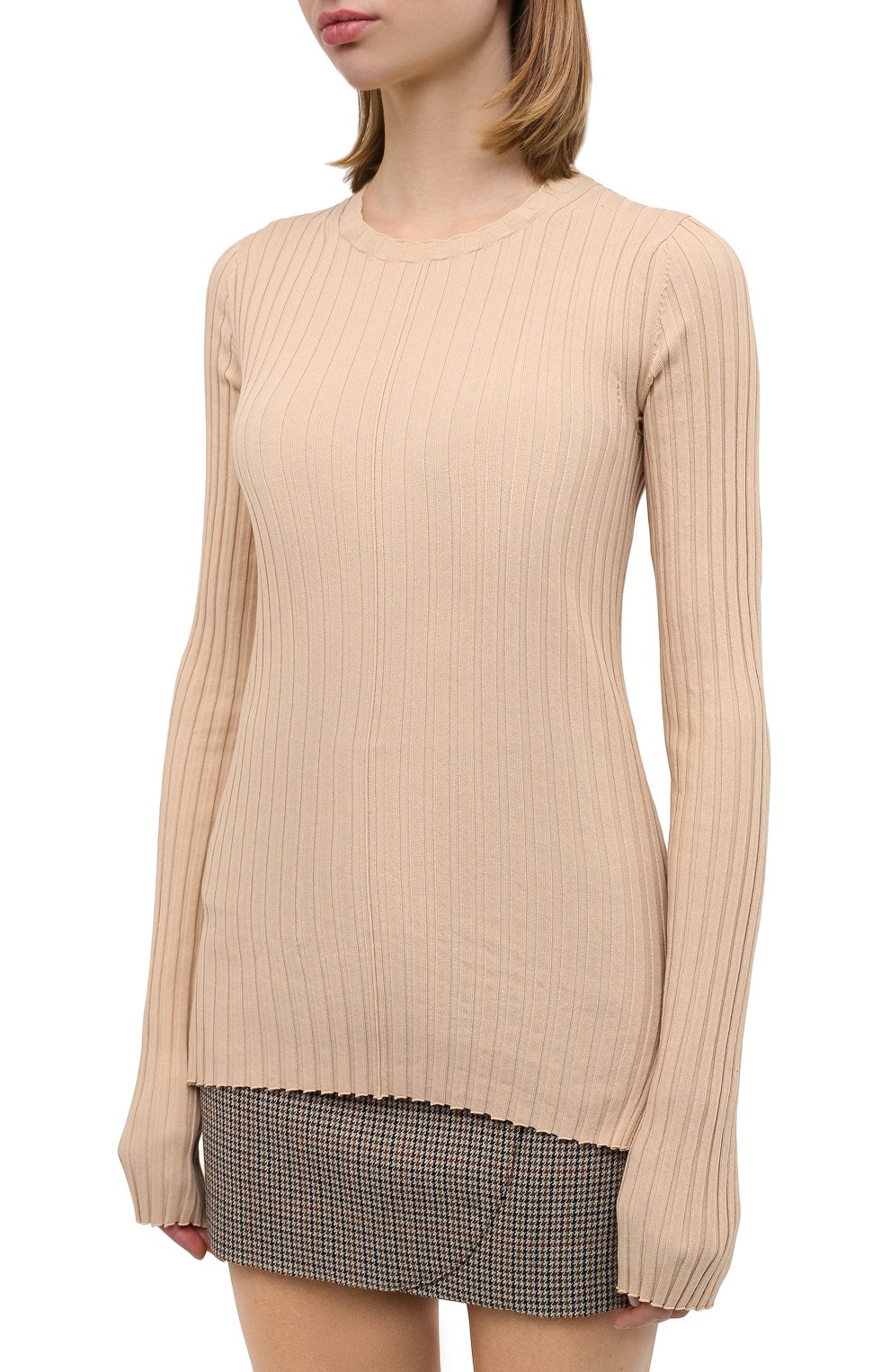 Хлопковый пуловер HELMUT LANG бежевого цвета по цене 46350 руб., арт. K04HW712, фото 3 Хлопковый пуловер HELMUT LANG, арт. K04HW712, фото 3