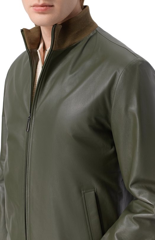 Кожаный бомбер Stefano Ricci M7J6100260/NPNUV5 Зелёный  M7J6100260/NPNUV5 Фото 5