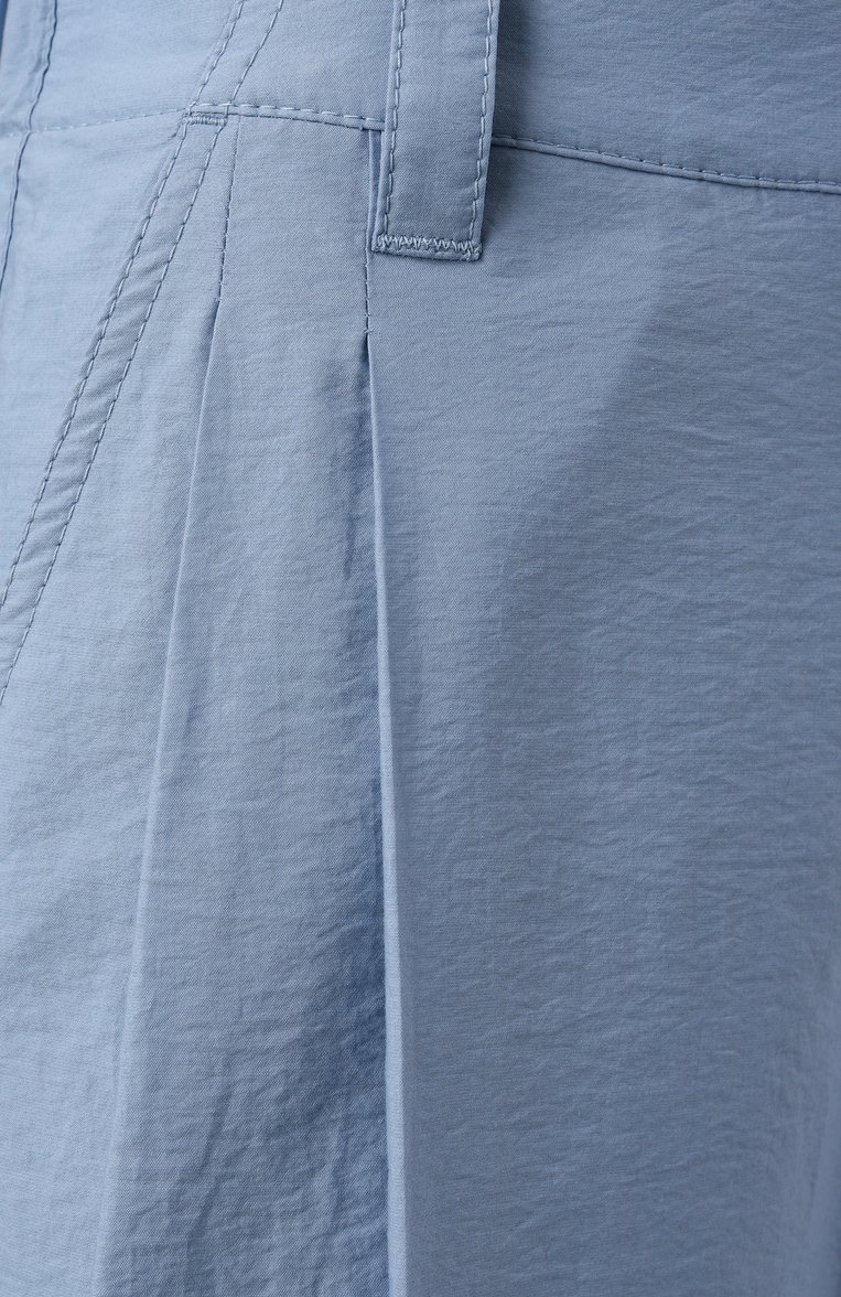 Женские хлопковые брюки BRUNELLO CUCINELLI голубого цвета, арт. M0F79P8853 | Фото 6 (Дл�ина (брюки, джинсы): Стандартные; Материал внешний: Хлопок; Женское Кросс-КТ: Брюки-одежда; Случай: Формальный; Силуэт Ж (брюки и джинсы): Широкие; Стили: Классический; Автоматизация состава: Проставлено; Автоматизация ТО: Проставлено)