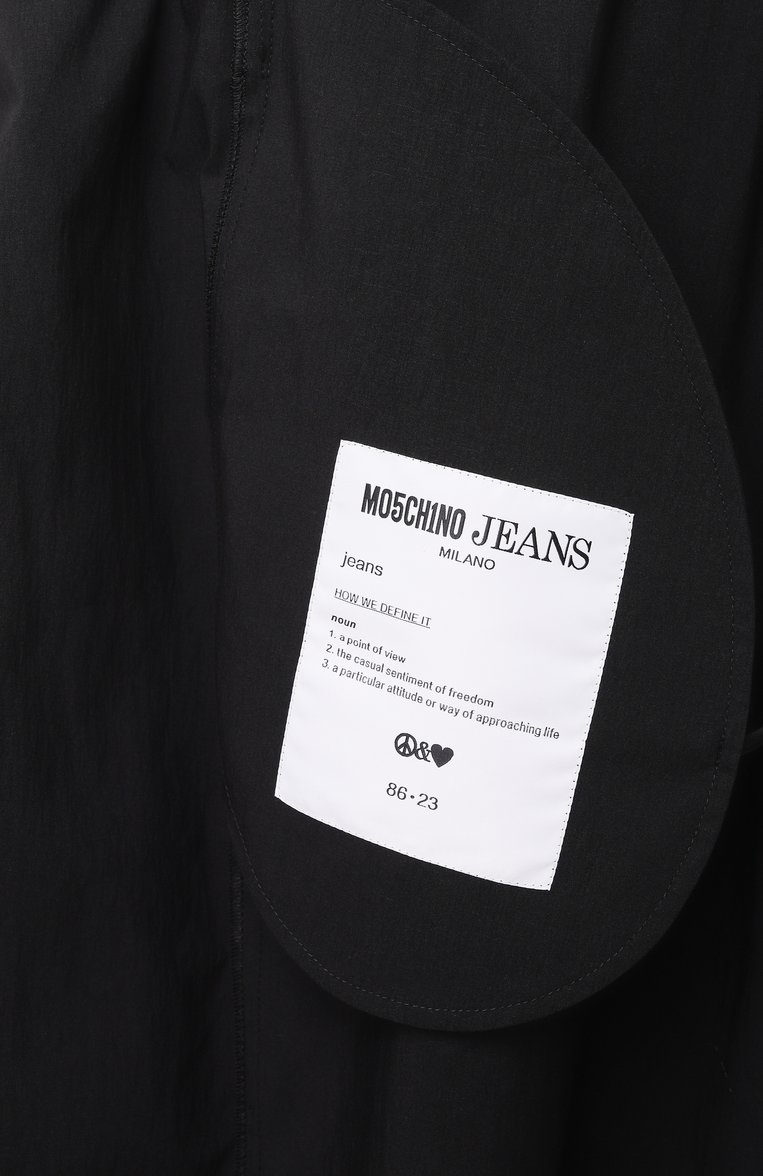 Женская парка M05CH1NO JEANS черного цвета, арт. A0609/3224 | Фото 7 (Материал сплава: Проставлено; Драгоценные камни: Проставлено; Рукава: Длинные; Длина (верхняя одежда): До колена; Стили: Кэжуэл; Кросс-КТ: Куртка; Материал внешний: Хлопок, Синтетический материал)