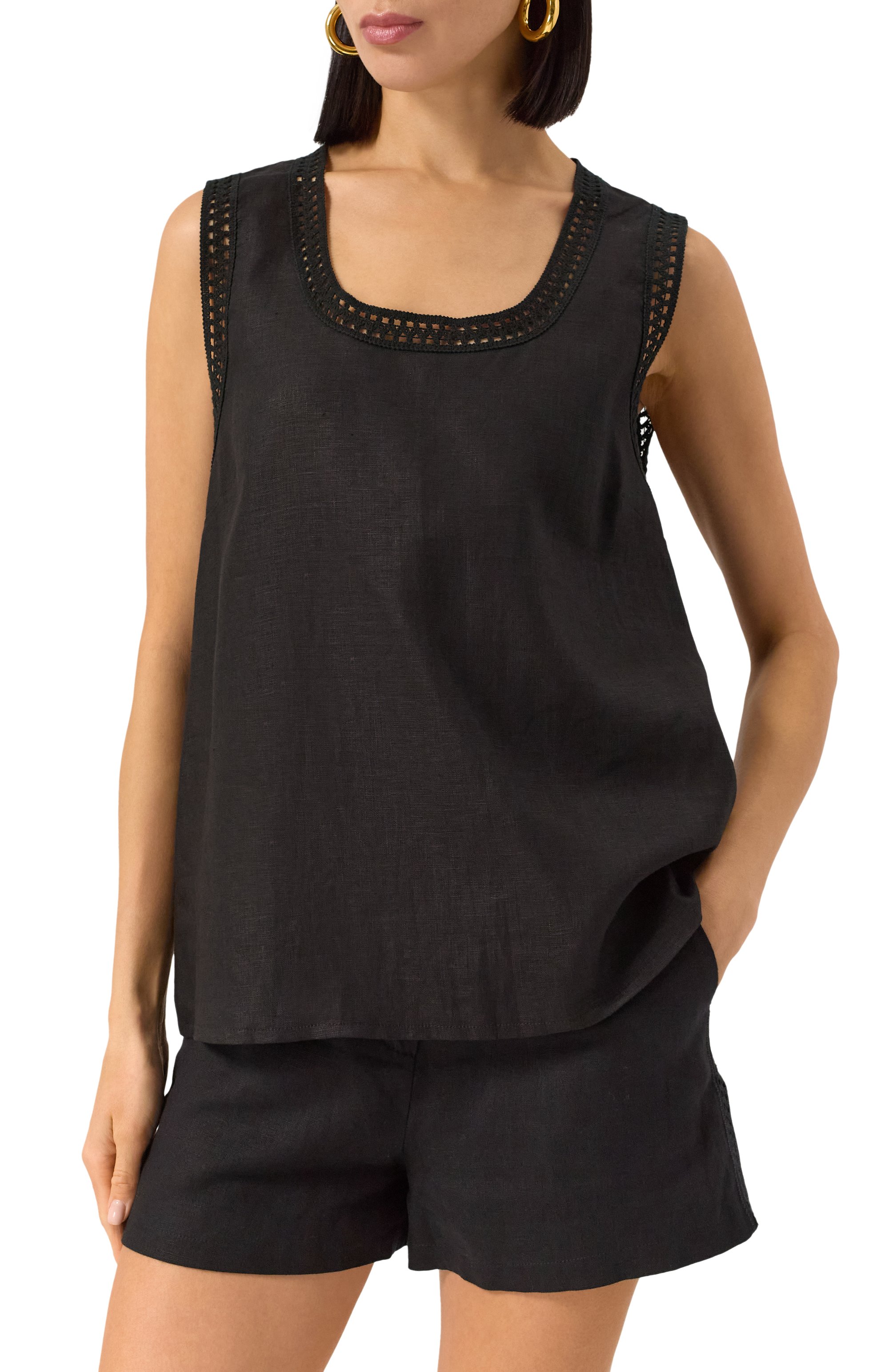 Льняной топ MVST черного цвета по цене 95900 руб., арт. TXBBL-Y102, фото 3 Льняной топ MVST, арт. TXBBL-Y102, фото 3