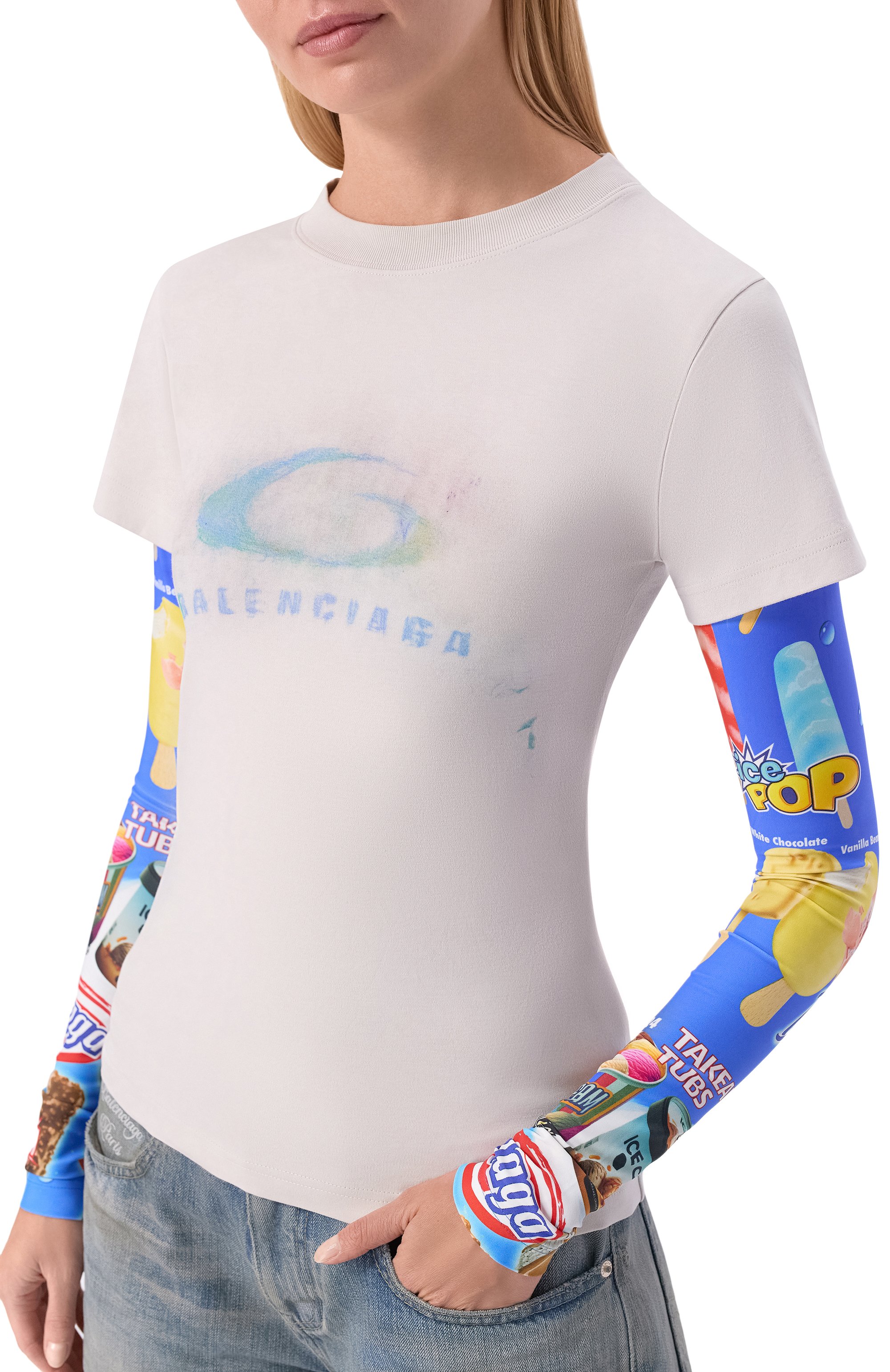 Хлопковый лонгслив BALENCIAGA разноцветного цвета по цене 134000 руб., арт. 809262/TTVN7, фото 5 Хлопковый лонгслив BALENCIAGA, арт. 809262/TTVN7, фото 5