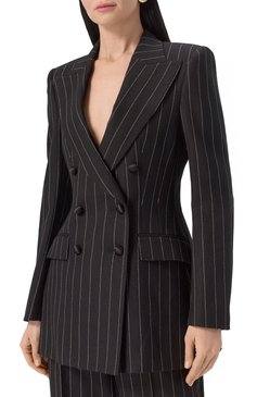 Женский шерстяной жакет DOLCE & GABBANA черного цвета, арт. F29M2T/FR22M | Фото 3 (Рукава: Длинные; Материал внешний: Шерсть; Длина (для топов): Удлиненные; 1-2-бортные: Двубортные; Кросс-КТ: костюм; Женское Кросс-КТ: Жакет-одежда; Стили: Классический; Автоматизация состава: Проставлено; Автоматизация ТО: Проставлено; Размерность: Идёт в размер)