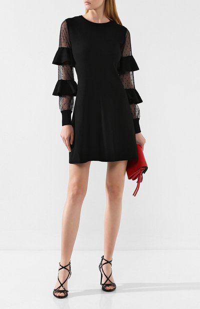 Платье из вискозы REDVALENTINO черного цвета по цене 46850 руб., арт. SR0KDB16/4NW, фото 2 Платье из вискозы REDVALENTINO, арт. SR0KDB16/4NW, фото 2