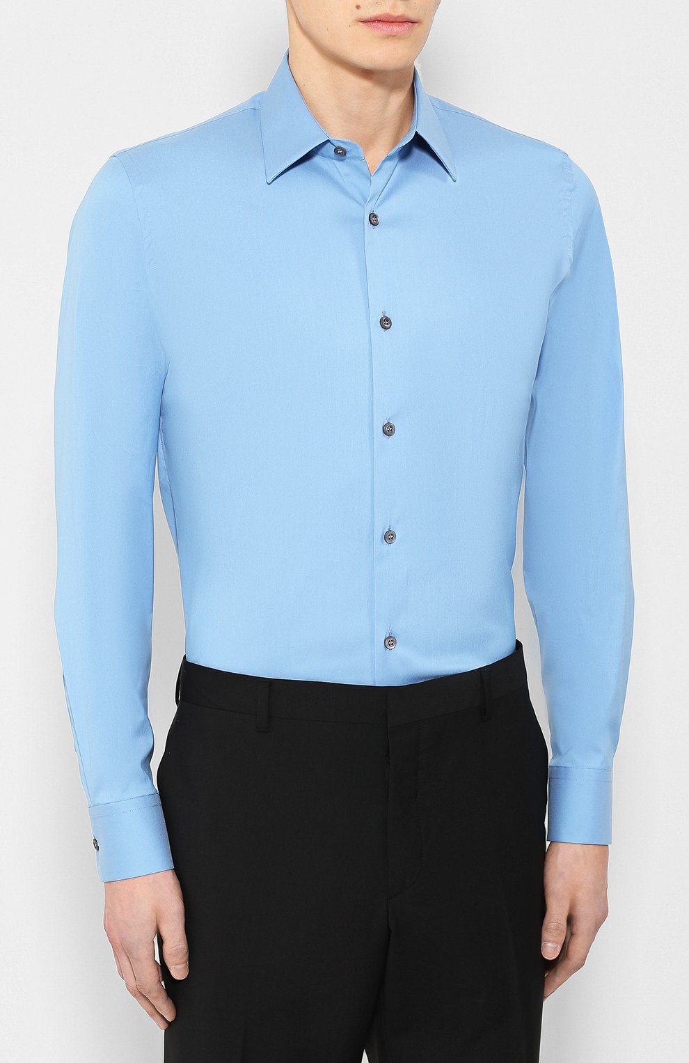 Хлопковая рубашка с воротником кент PRADA, арт. UCM608-F62-F0076, фото 3