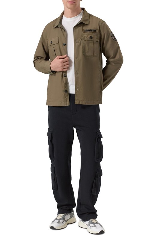 Хлопковая куртка-рубашка Aeronautica Militare 251AC032CT3505 Хаки  251AC032CT3505 Фото 2