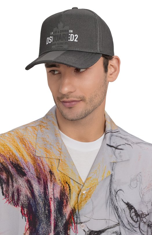 Хлопковая бейсболка Dsquared2 BCM0892/16701101 Серый  BCM0892/16701101 Фото 2