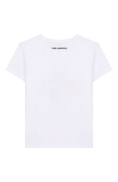 Хлопковая футболка KARL LAGERFELD KIDS белого цвета по цене 11690 руб., арт. Z31157, фото 2 Хлопковая футболка KARL LAGERFELD KIDS, арт. Z31157, фото 2