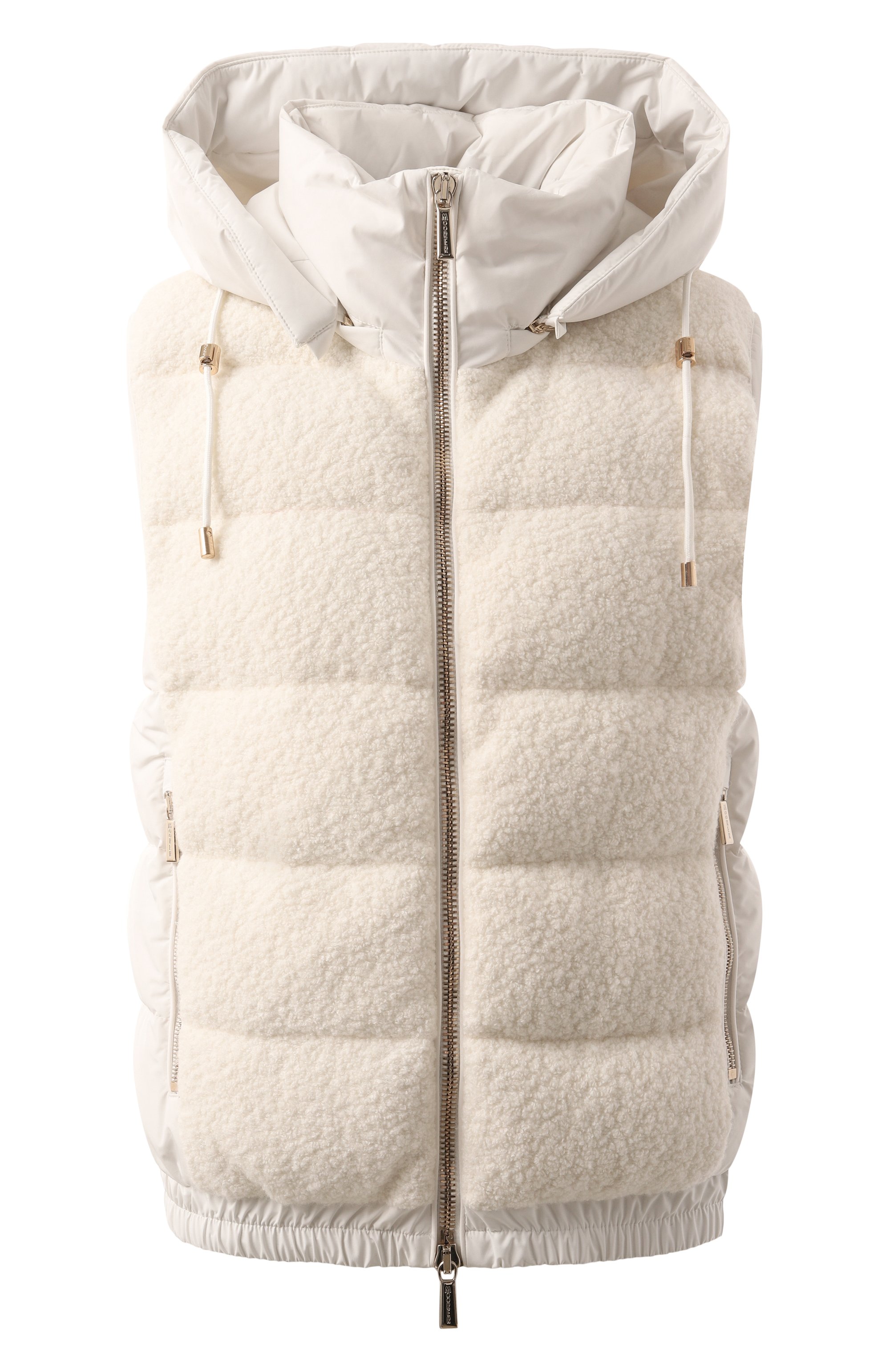 Пуховый жилет MOORER молочного цвета по цене 156000 руб., арт. RA0L-DY_SET, фото 1 Пуховый жилет MOORER, арт. RA0L-DY_SET, фото 1