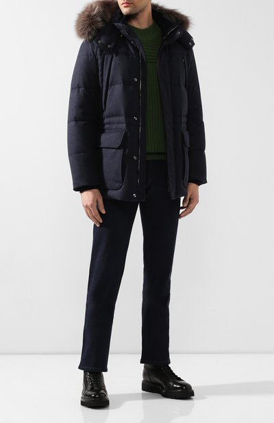 Шерстяной пуховик с меховой отделкой CORNELIANI, арт. 8425J7-9820182/00, фото 2