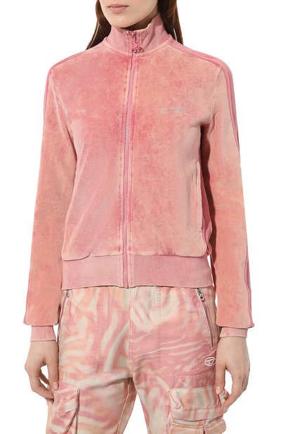 Бархатная толстовка DIESEL розового цвета по цене 39050 руб., арт. A12989/0AKAJ, фото 3 Бархатная толстовка DIESEL, арт. A12989/0AKAJ, фото 3