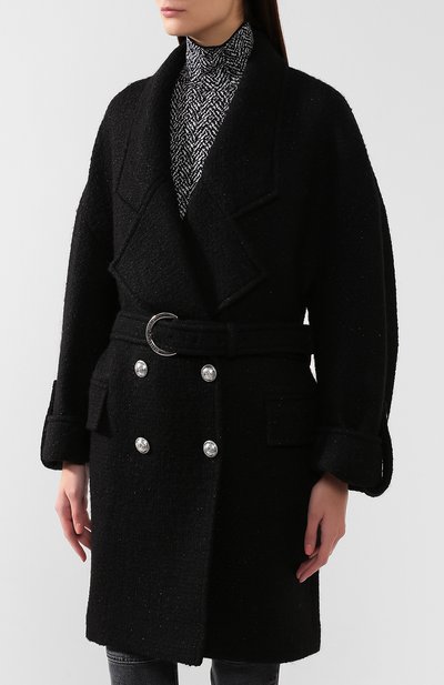Шерстяное пальто BALMAIN черного цвета по цене 358000 руб., арт. SF28597/W039, фото 3 Шерстяное пальто BALMAIN, арт. SF28597/W039, фото 3